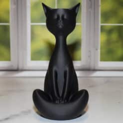 Black Cat Sitting Sculpture - Front