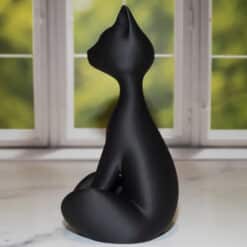 Black Cat Sitting Sculpture - Left