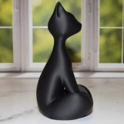 Black Cat Sitting Sculpture - Right