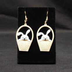 Easter Bunny Basket Matte PLA 3D Printed Earrings - Front