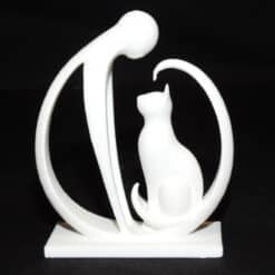 Minimalistic Human and Cat Sculpture - Front