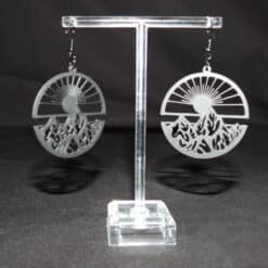 Mountains & Sun Matte PLA 3D Printed Earrings - Back