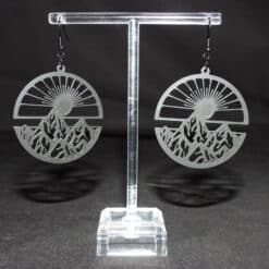 Mountains & Sun Matte PLA 3D Printed Earrings - Front