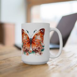 Orange Butterflies 15oz Mug - Lifestyle