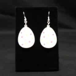 Polka Dotted Easter Egg Matte PLA 3D Printed Earrings - Front