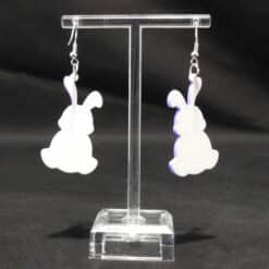 Puffy Bunny Matte PLA 3D Printed Earrings - Back