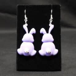Puffy Bunny Matte PLA 3D Printed Earrings - Front