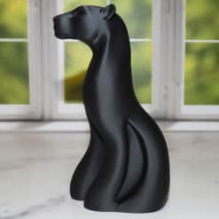 Sleek Black Panther Sculpture - Left
