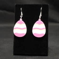 Striped and Polka Dotted Easter Egg Matte PLA 3D Printed Earrings - Front