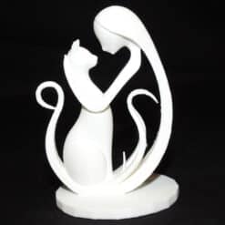 Woman and Cat Minimalist Sculpture - Back