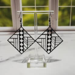Art Deco Diamond 3D Printed Earrings - Back