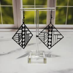 Art Deco Diamond 3D Printed Earrings - Front