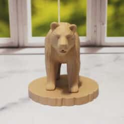 Carved Wood-Style Bear Sculpture - Front