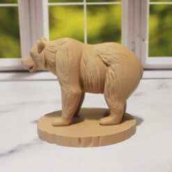 Carved Wood-Style Bear Sculpture - Left