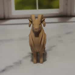 Carved Wood-Style Bighorn Sheep Sculpture - Front