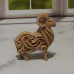 Carved Wood-Style Bighorn Sheep Sculpture - Right