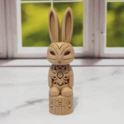 Carved Wood-Style Bunny Totem Pole - Front
