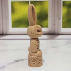 Carved Wood-Style Bunny Totem Pole - Right