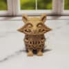 Carved Wood-Style Cute Raccoon Sculpture - Front