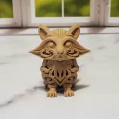 Carved Wood-Style Cute Raccoon Sculpture - Front