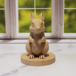 Carved Wood-Style Cute Squirrel Sculpture - Front