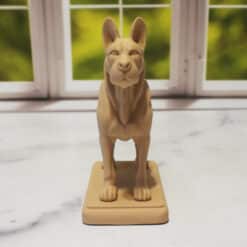 Carved Wood-Style Dog Sculpture - Front