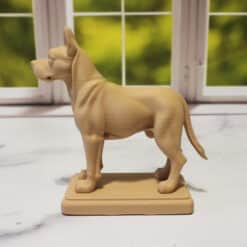Carved Wood-Style Dog Sculpture - Left