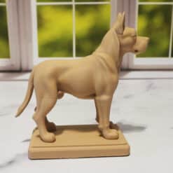 Carved Wood-Style Dog Sculpture - Right