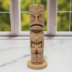 Carved Wood-Style Eagle Totem Pole - Front