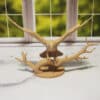 Carved Wood-Style Eagle with Wings Spread Sculpture - Front