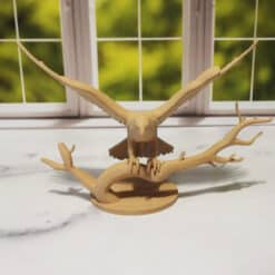 Carved Wood-Style Eagle with Wings Spread Sculpture - Front