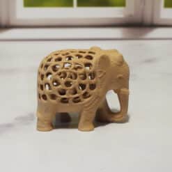 Carved Wood-Style Elephant Sculpture - Right