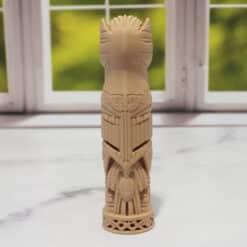 Carved Wood-Style Falcon Totem Pole - Back