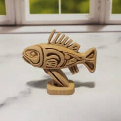 Carved Wood-Style Fish Sculpture - Left