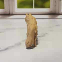 Carved Wood-Style Fluffy Timberwolf Sculpture - Back