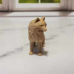 Carved Wood-Style Fluffy Timberwolf Sculpture - Front