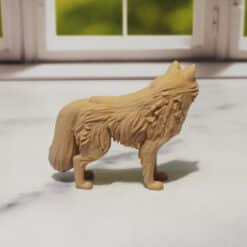 Carved Wood-Style Fluffy Timberwolf Sculpture - Right