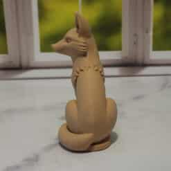 Carved Wood Style Fox Sculpture - Back