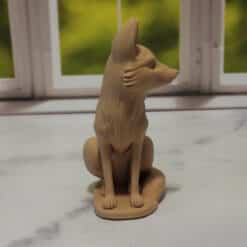 Carved Wood Style Fox Sculpture - Front