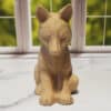 Carved Wood-Style Fox Sitting Sculpture - Front