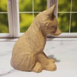 Carved Wood-Style Fox Sitting Sculpture - Right