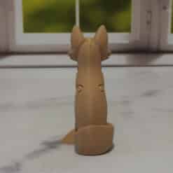 Carved Wood-Style Fox Totem Sculpture - Back