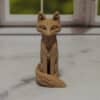 Carved Wood-Style Fox Totem Sculpture - Front