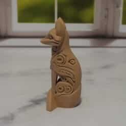 Carved Wood-Style Fox Totem Sculpture - Left