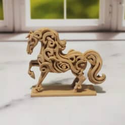 Carved Wood-Style Horse Sculpture - Left