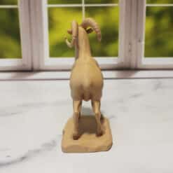 Carved Wood-Style Ibex Sculpture - Back