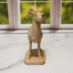 Carved Wood-Style Ibex Sculpture - Front