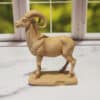 Carved Wood-Style Ibex Sculpture - Left