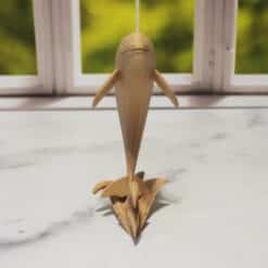 Carved Wood-Style Leaping Dolphin Sculpture - Front