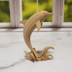 Carved Wood-Style Leaping Dolphin Sculpture - Right